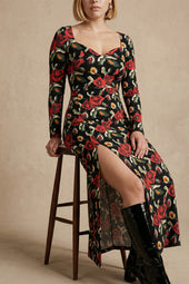 Robe Grand Cœur Rose des Nuits sur Lou, mannequin taille 42 #taille Lou porte une taille 42